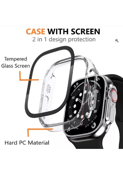 Apple Watch CARBON Ultra 49mm Kılıf Kasa Ve Ekran Koruyucu 360 Derece Koruma