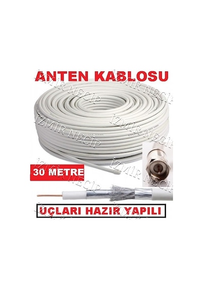 Lnb Elenbi Uydu Cihazı Kablosu 30 Metre Hazır Uçlu Anten Kablosu