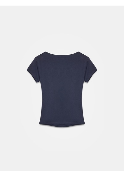 Dilvin 32840 V Yaka Basic T-shirt-lacivert