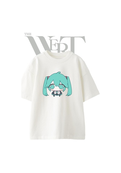 Thewert Hatsune Miku 10 Tasarım Baskılı Ünisex Beyaz Oversize T-shirt