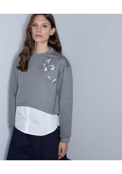 İpekyol Çift Parça Görünüm Cutout Gri Kadın Sweatshirt Iw6260091123