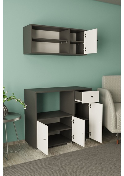 Besta 90 Cm Set Altı Dolap Antrasit - Beyaz