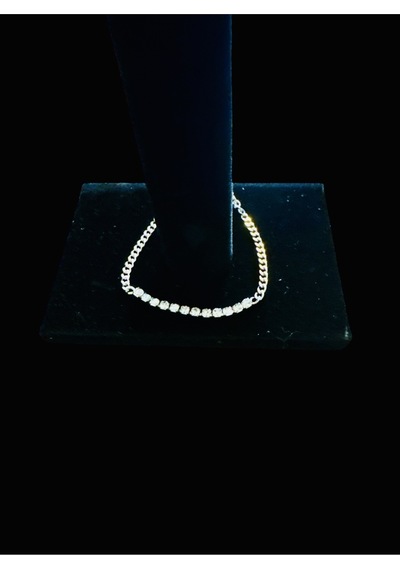Çelik Silver Zirkon Taşlı Bileklik Gümüş