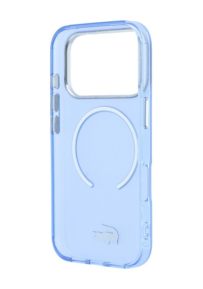 Apple Uyumlu iPhone 18 Pro Kılıf Lacoste Lisanslı M-safe C-magnet İkonik Timsah Logo Iml Frosted Kapak Açık Mavi