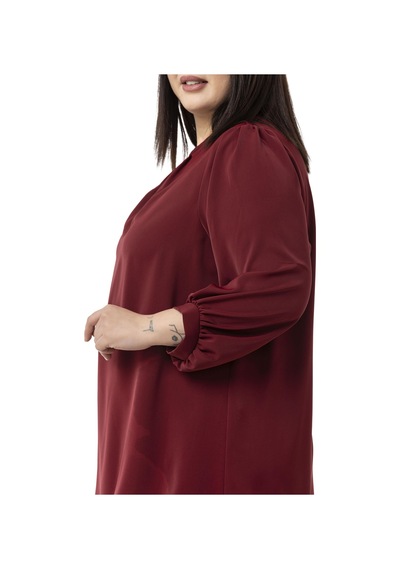 Disentis Modest Büyük Beden Yuvarlak Yaka Truvakar Büzgülü Kollu Rahat Kesim Bordo Bluz Bordo Disentis Modest Büyük Beden Yuvarlak Yaka Truvakar Büzgülü Kollu Rahat Kesim Bordo Bluz Bordo
