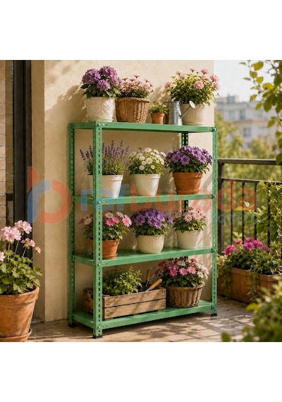 4 Katlı Renkli Dekoratif Çelik Raf - Çiçeklik Rafı, Ofis Rafı 0,70 Mm Turuncu-59x75 Cm-100 Cm