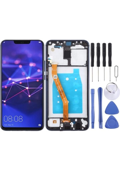 Huawei Uyumlu Mate 20 Lite Lcd Ekran Dokunmatik Full Çıtalı Mavi