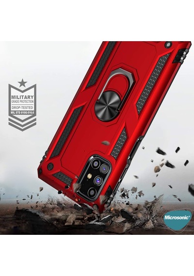 Microsonic Samsung Uyumlu Galaxy M51 Kılıf Military Ring Holder