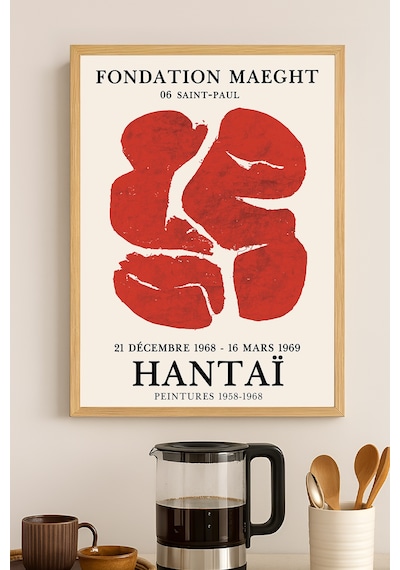 Hantai Peintures Doğal Ahşap Çerçeveli Poster, Dekoratif Sanatsal Duvar Tablosu