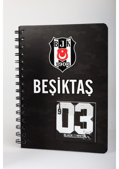 X Dekomus Lisanslı Beşiktaş Özel Tasarım Puzzle Figürlü Spiralli A5 Defter 80 Yaprak Altın