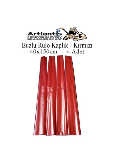 Buzlu Rulo Şeffaf Kırmızı Kaplık 4 Adet 40x150 Cm Defter Kitap Kaplığı Okul Öğrenci Rulo Kaplık