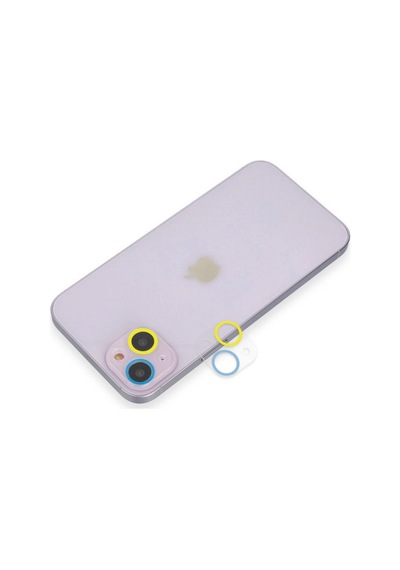 Apple iPhone  Uyumlu  13 Mini Renkli Kamera Lens Koruma Cam - Sarı-mavi Çok Renkli