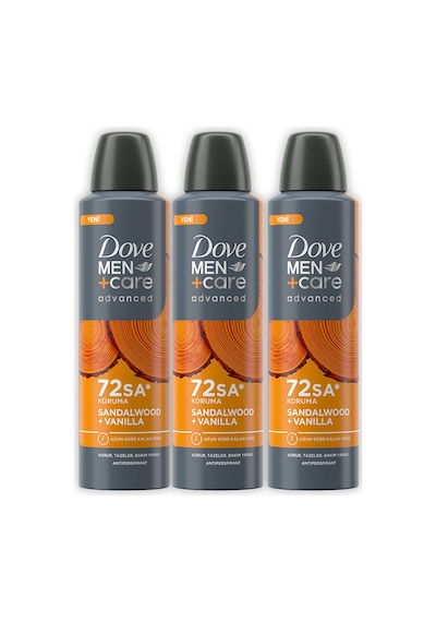 Dove Men +care Advanced Erkek Deodorant 72 Saat Koruma Sandalwood Vanilla 150 Ml X3