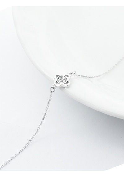Brezza Lusso Jewelry Luck Serisi Swarovski Taşlı Minimal Yonca Kadın Gümüş Bileklik