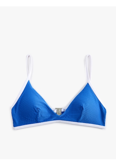 Koton Koton X Sibil Çetinkaya - Kontrast Detaylı Dokulu Kobalt Mavi Bralet Bikini Üstü Mavi 6sak10183mm