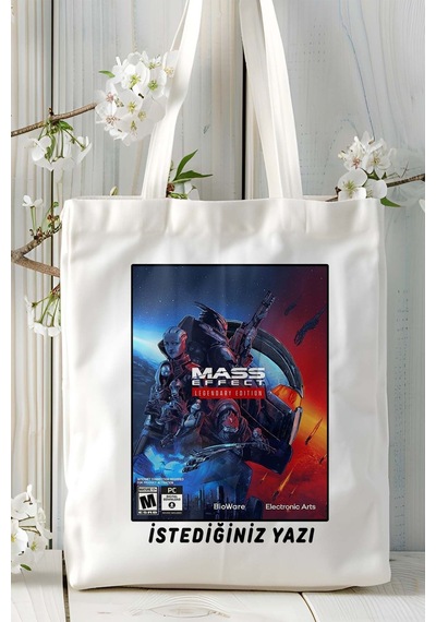 Art Hediye Mass Effect Oyun Baskılı Omuz Çanta Kişiye Özel Model 1 Çok Renkli
