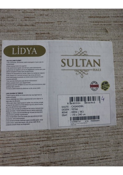 Lidya Toz Tutmaz Ve Tüylenmez Modern Halı - Krem Bej Y0766 Çok Renkli