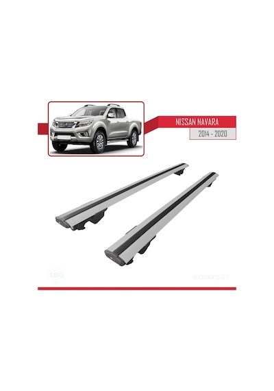 Nissan Navara 2014-2020 Arası İle Uyumlu Hook Model Anahtar Kilitli Ara Atkı Tavan Barı Gri