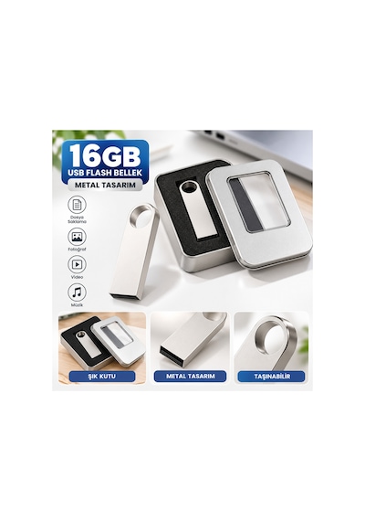 16 Gb Metal Tasarım Usb Flash Bellek Kutulu Metal - 932803225