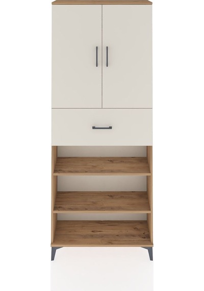 Arges Dolap 5 Raflı Tek Çekmeceli 2 Kapaklı 88x30x221 Çam-aytaşı Çam