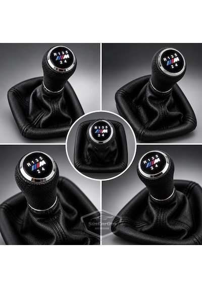Bmw E30 Uyumlu Led Işıklı Deri Vites Topuzu Ve Körüğü Set Körüklü Vites Topuzu 5 İleri 1 Geri Siyah