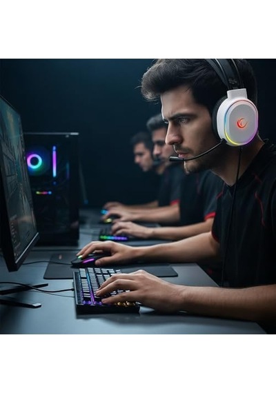 Rogue Beyaz Usb Rgb Ledli Gaming Oyuncu Mikrofonlu Kulaklık
