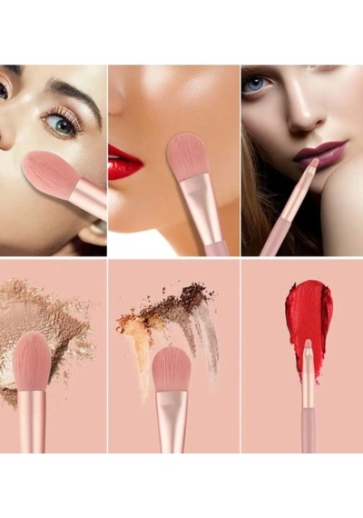 8'li Profesyonel Makyaj Fırça Seti, Rose Gold, Seyahat Çantalı, Göz Ve Yüz Makyajı İçin