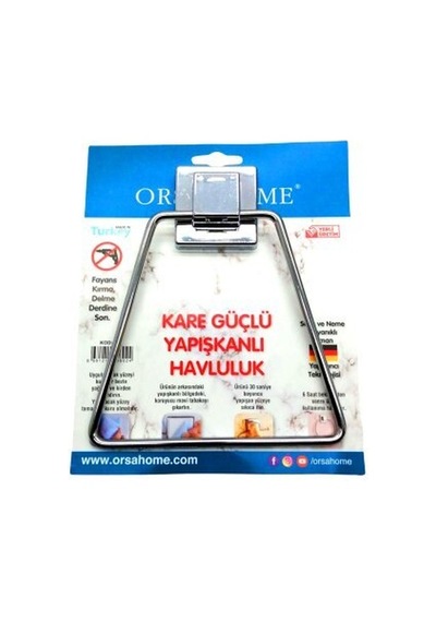 Orsa-602 Yapışkanlı Kare Askılı Üçgen Metal Havluluk Askı- 16'li Paket