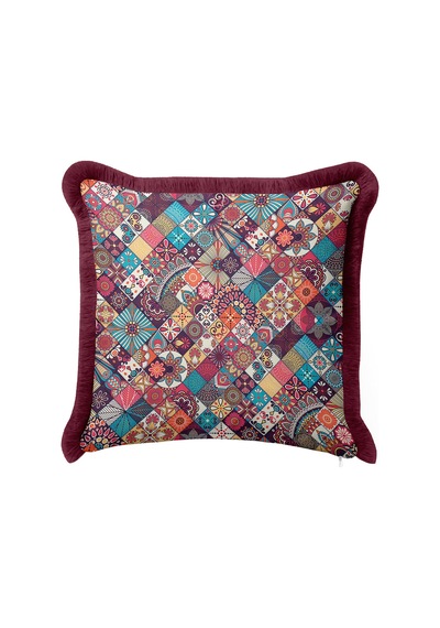Etnik Patchwork Saçaklı Yastık Kılıfı - Bohem Çiçekli Mor Turkuaz Püsküllü Kırlent Kılıfı Doygun Deniz Kabak Etnik Patchwork Saçaklı Yastık Kılıfı - Bohem Çiçekli Mor Turkuaz Püsküllü Kırlent Kılıfı Doygun Deniz Kabak