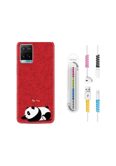 Vivo Y21 Kılıf Kablo Koruyuculu Sleeping Panda 1810