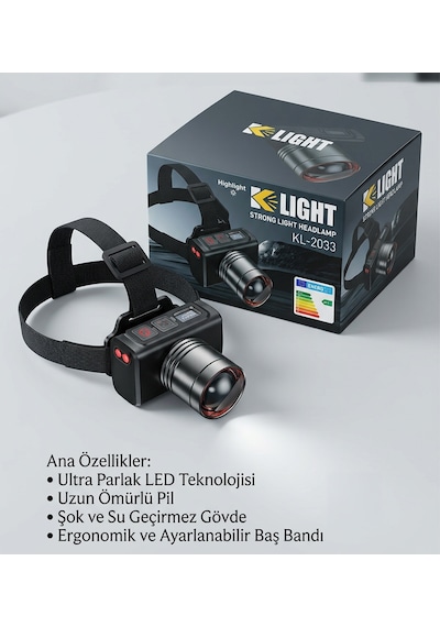 K Light Kl-2033 Şarjlı Kafa Lambası Çok Renkli