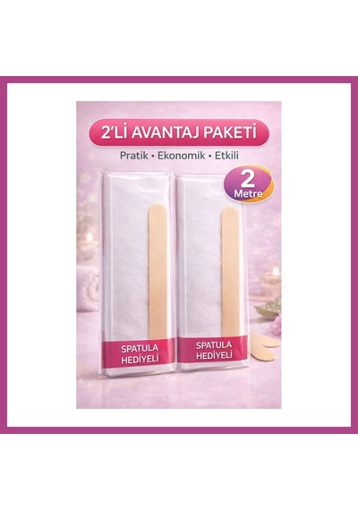 Gees Global Biowet Ağda Bezi 2 Metre Spatula Hediyeli Epilasyon Bezi Dayanıklı Tüy Dökme Bezi 2'li Paket Gbzs