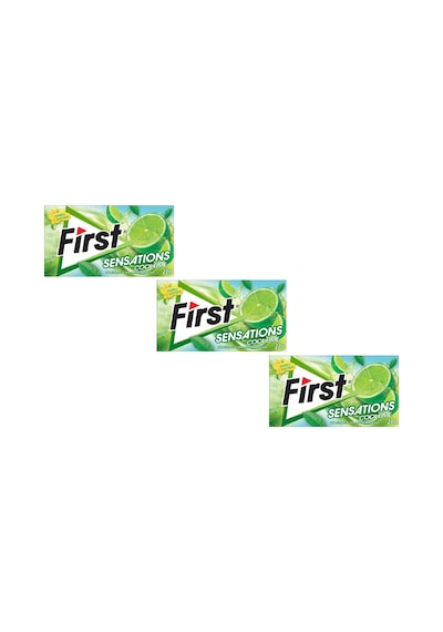 First Sensations Cool Lime Misket Limonu Ve Nane Aromalı Şekersiz Tatlandırıcılı Sakız 3'lü Paket