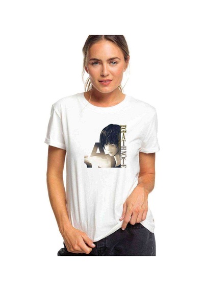 Anime Death Note Baskılı Beyaz Kadın Tshirt (534307782)