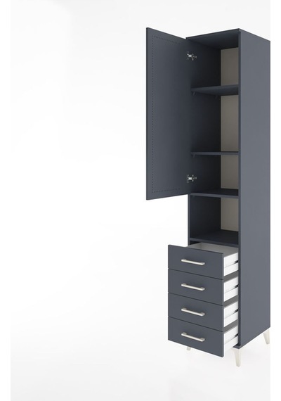 Hyperion Dolap 4 Raflı 4 Çekmeceli Tek Kapaklı 44x44x221 Antrasit-antrasit Antrasit Hyperion Dolap 4 Raflı 4 Çekmeceli Tek Kapaklı 44x44x221 Antrasit-antrasit Antrasit