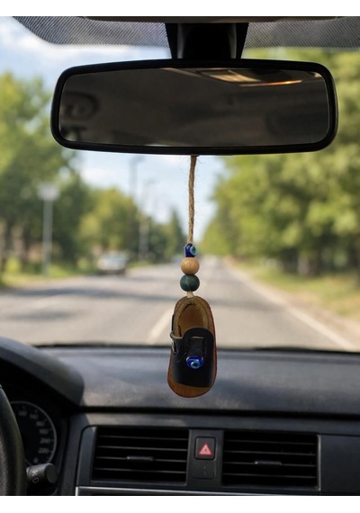 Dikiz Ayna Süsü Nazar Boncuklu Çarık El Yapımı Araç, Kapı Ve Duvar Dekoru 24 Cm