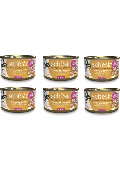 Schesir Ton Ve Tavuklu Tam Ve Dengeli Broth Pişirme Suyunda Kedi Konservesi 85 Gr. X 6 Adet