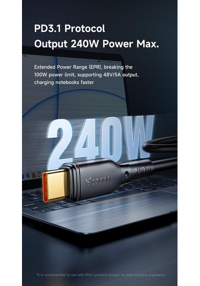 Ca-3310 Usb-c Kablo 240 W, 1,2 M, Siyah