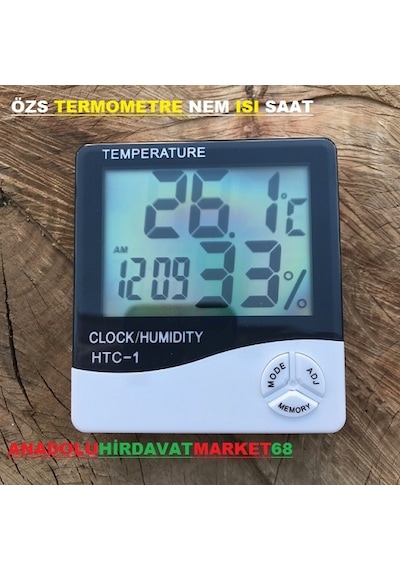 Özs Termometre Nem Ölçer Isı Ölçer Dijital Alarmlı Saat