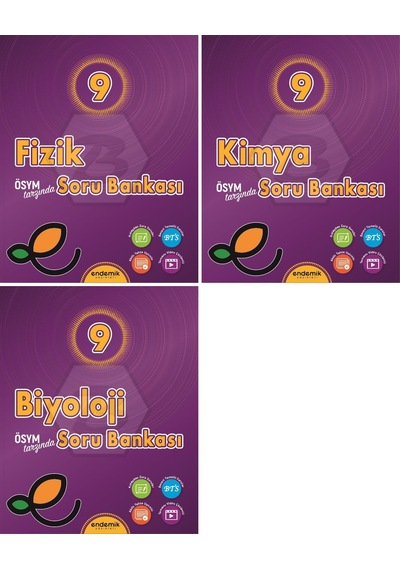 Endemik 2026 9. Sınıf Fizik + Kimya + Biyoloji Soru Seti 3 Kitap Güncel Müfredat