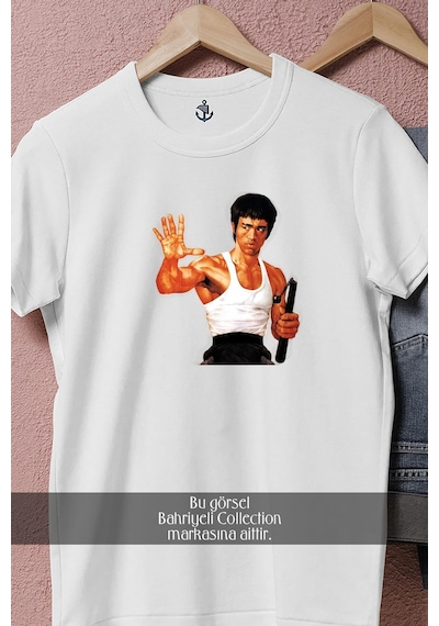 Bahriyeli Collection Oversize The Of Bruce Lee Temple Run 2, Bruce Lee Tasarımlı Unisex T-shirt Beyaz