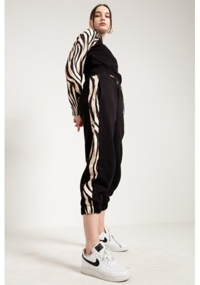 Jahr Marc Zebra Desenli Siyah Kadın Jogger Çok Renkli