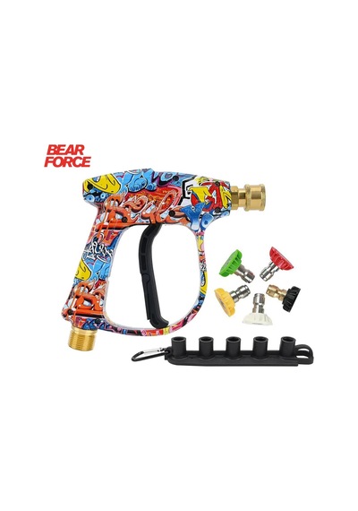 Robeve Bear Force Araç Yıkama Tabancası 5li Nozzle Set Ve Kemer Klipsli Ile Birlikte Kısa Tetik Tabanca Tetik Tabancası