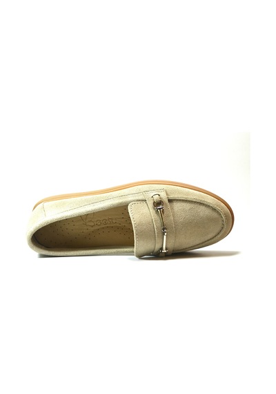 Beety Kadın Deri Loafer Babet Ayakkabı Nubuk Bej  23by37.3007 Bej