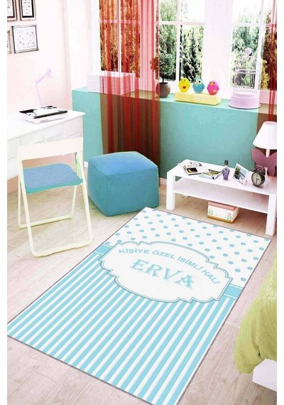 Mavi Yıkanabilir Kaymaz Taban Bebek Halısı İsimli Halı Kd10n11