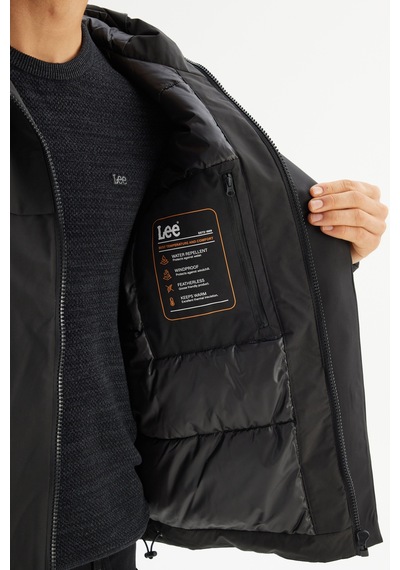 Lee Relaxed Fit Rahat Kesim Kapüşonlu Erkek Şişme Mont L2520258001 Siyah