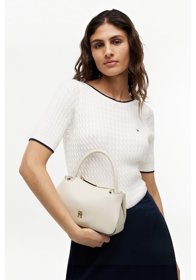 Tommy Hilfiger Th Logotape Mını Satchel Kadın Bej Çanta - Aw0aw18743