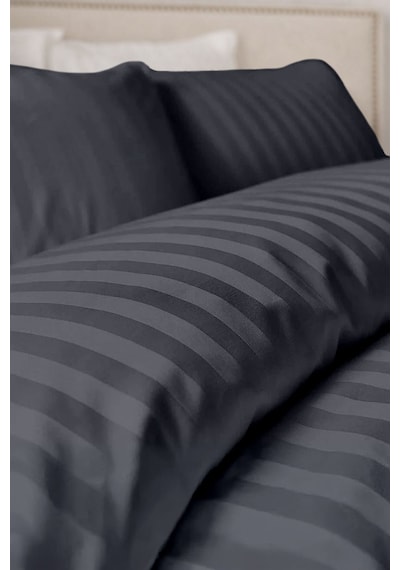 Çift Kişilik %100 Pamuk Saten Nevresim Seti Premium Seri 8 Renk Seçeneği 200x220 Antrasit