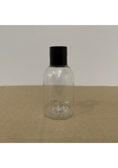 50 Cc Şeffaf Pet Şişe - Siyah Sızdırmaz Kapaklı- 50ml Buklet Şiş