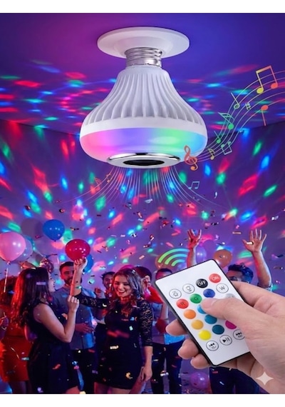 Bluetooth Hoparlörlü Rgb Led Akıllı Ampul Renkli Müzikli Lamba Uzaktan Kumandalı E27 Duy